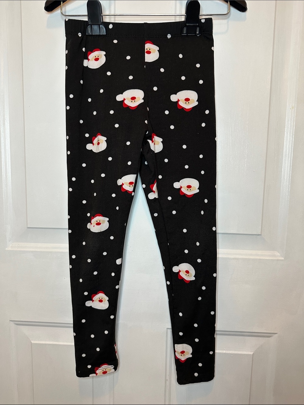 Girls' Black Santa Face Holiday Leggings
